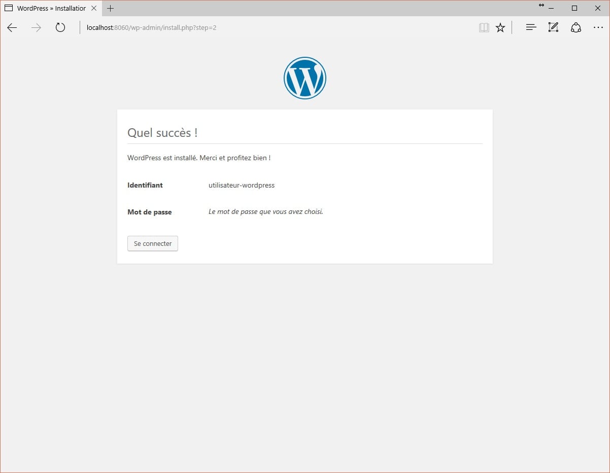Lancement WordPress
