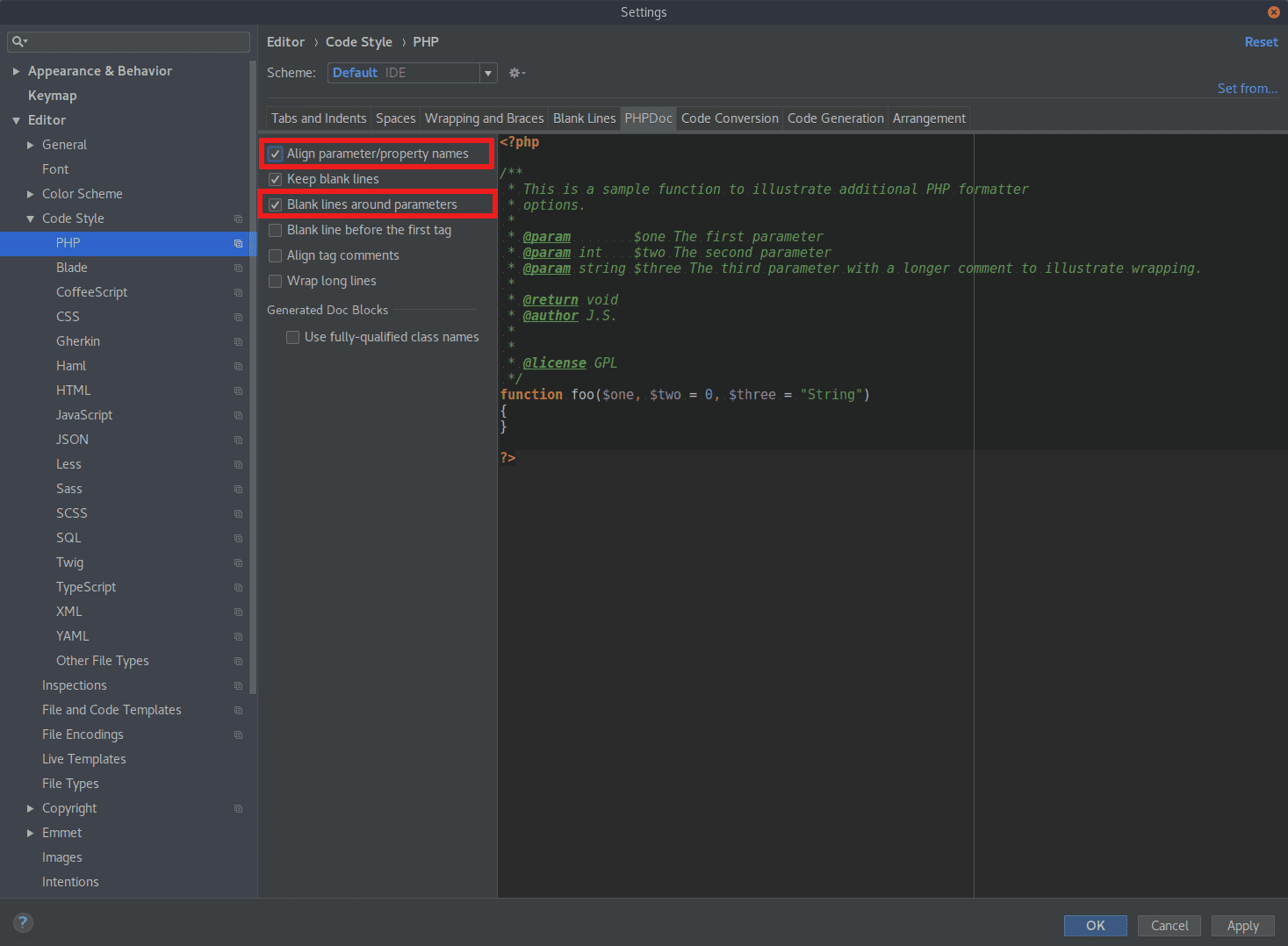 PHPDoc style in PHPStorm