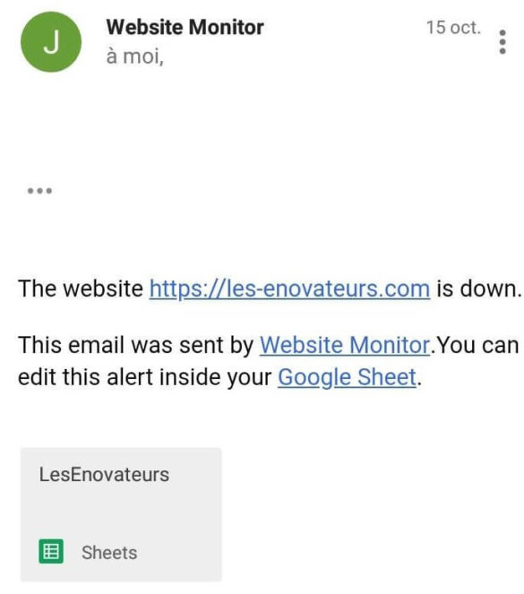 Notification Mail Down