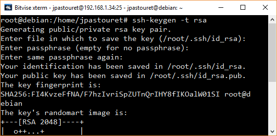 Bitvise - Génération de clé SSH sur le serveur