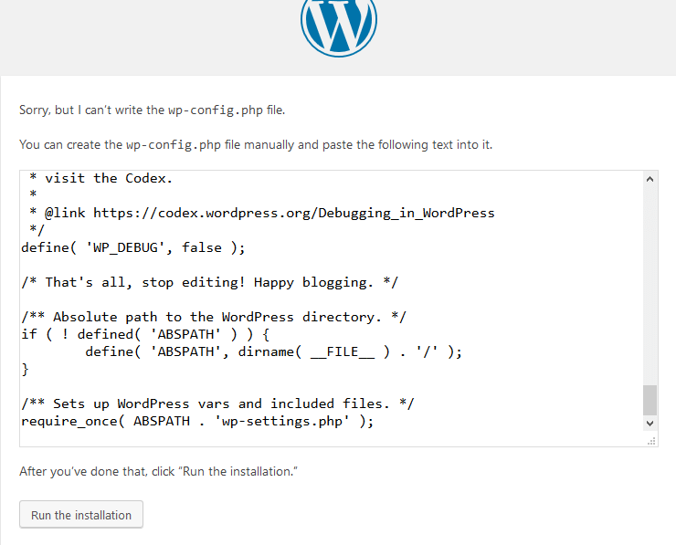 Copie des éléments de configuration de WordPress