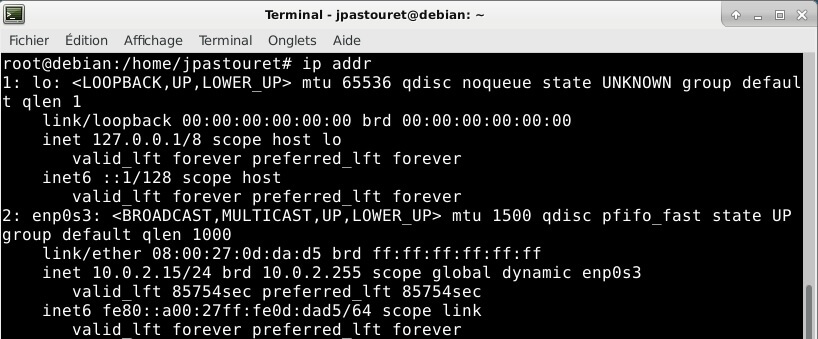 Debian 9 - ip addr