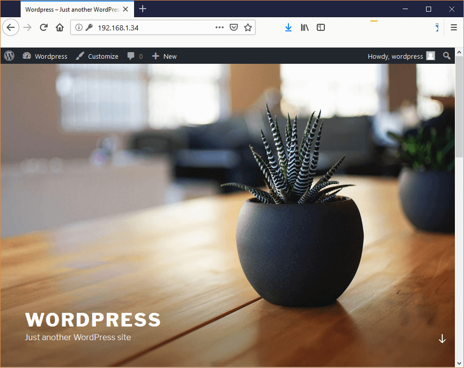 Page d'accueil du nouveau site WordPress