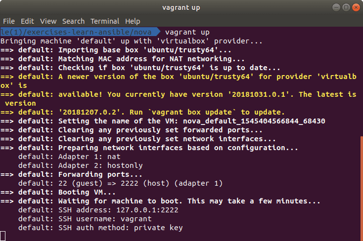 Vagrant up with Ansible