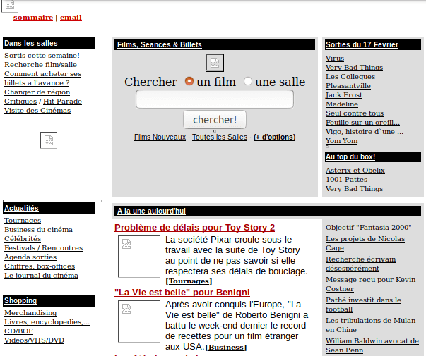 Archive.org - Allociné en février 1999