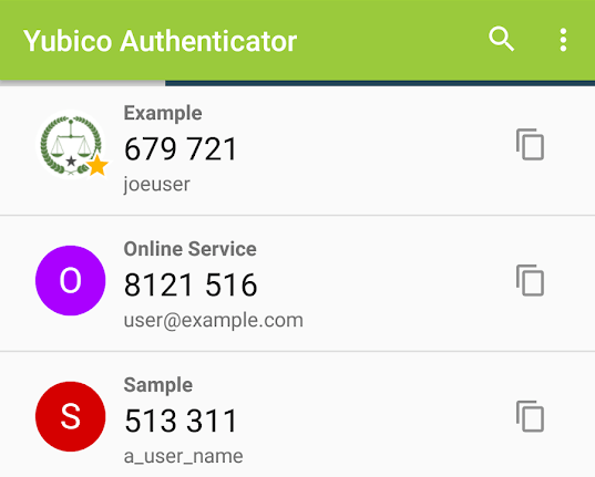 Exemple Android YubiKey Authenticator