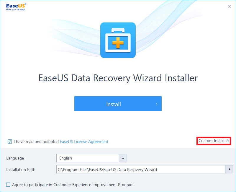 Installation d'EaseUS Data