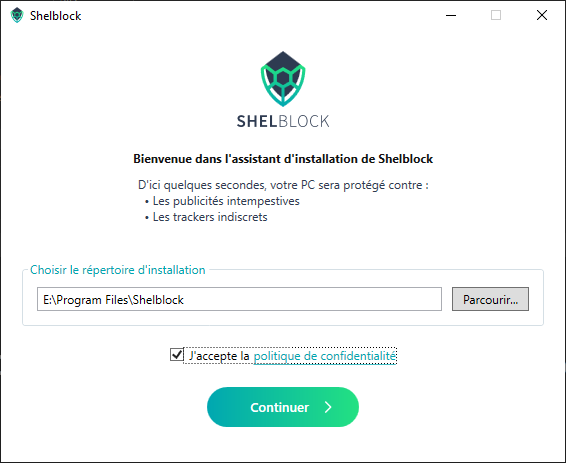 Installation de ShelBlock - logiciel anti-publicité