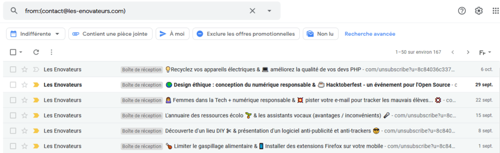 Vérification des critères de création des filtres - Gmail