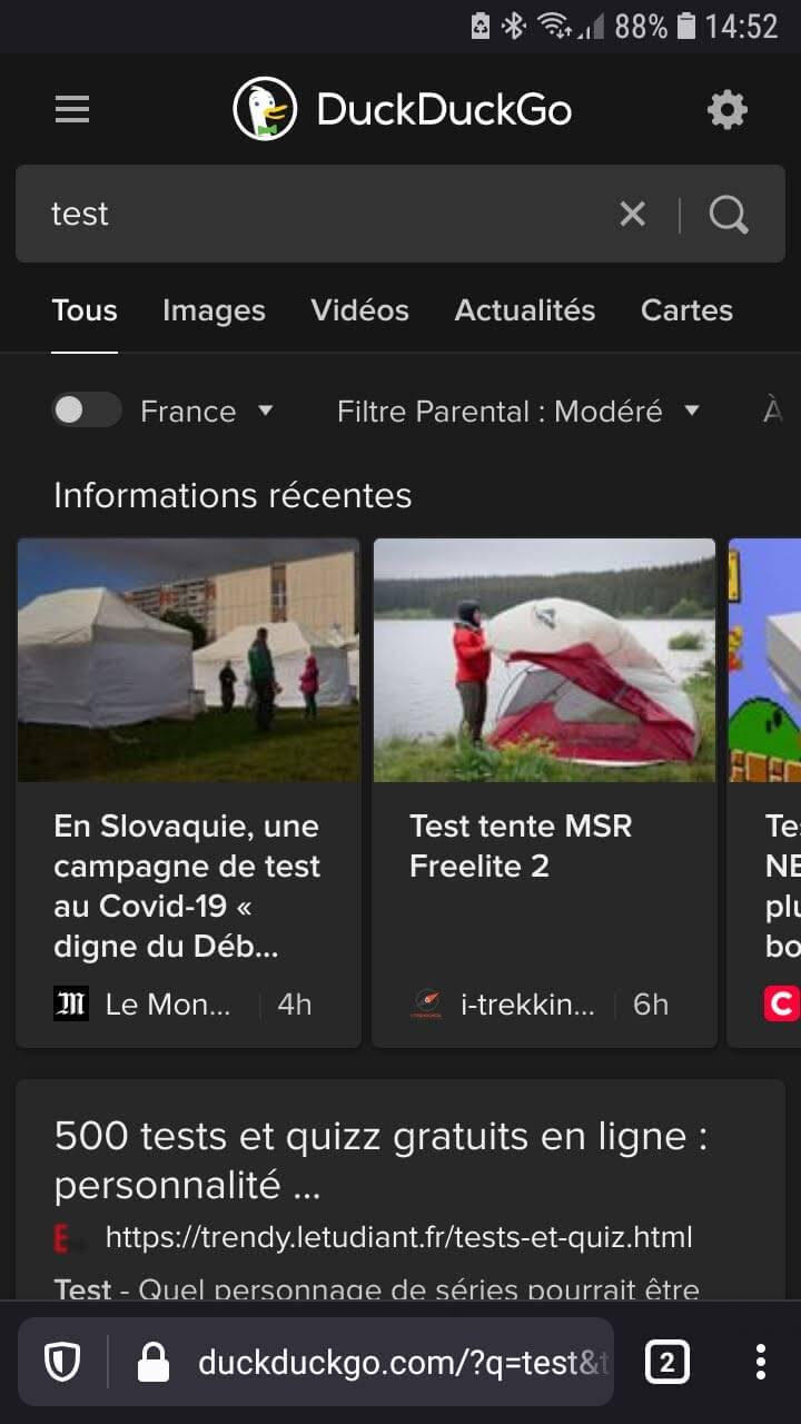 Ouvrir Firefox pour mobile et accéder à une page Web