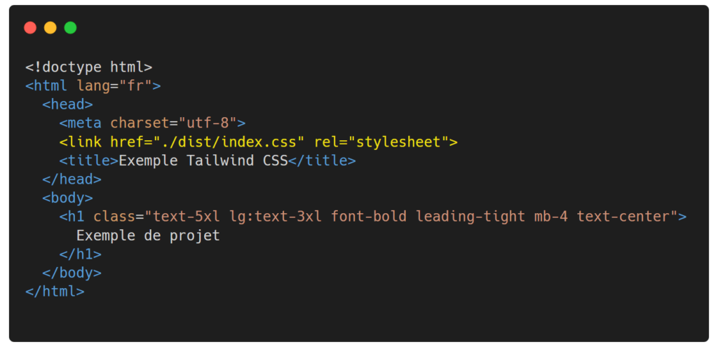 Structure HTML de base avec Tailwind CSS