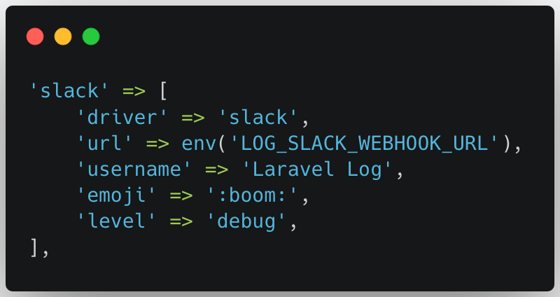 Configuration de Slack dans Laravel