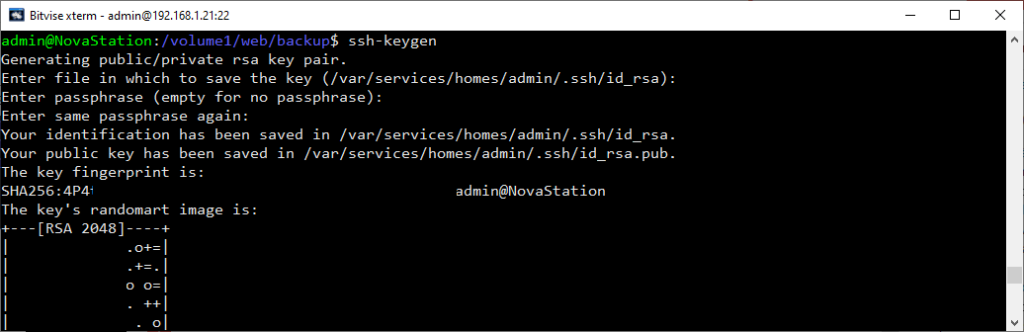 Generate SSH Key Synalogy